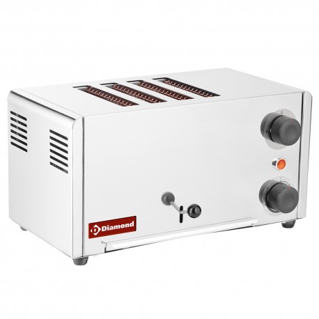 Toaster (grille-pain) électrique 4 tranches - Acier Inox | D4GP-XP - Diamond