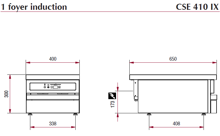 Dimensions du module table électrique ambassade CSE410IX