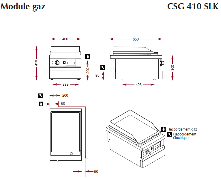 Dimensions du gril ambassade CSG 410 SLK
